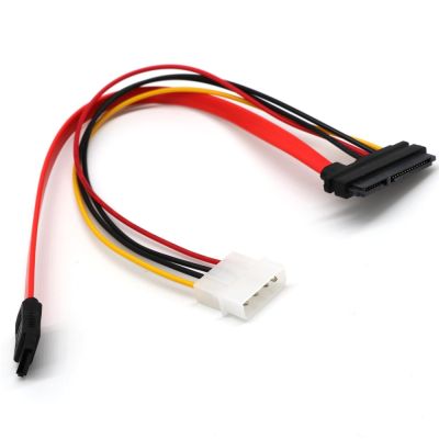 【YF】 30cm SATA Combo 15 Pin Power and 7 Data Cable 4 Molex to Serial ATA Lead To Sata Adapter Wholesale   3