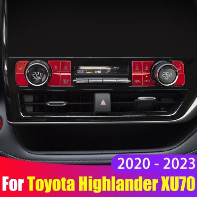HOT LOZKLHWKLGHWH 576[HOT ING HENG HOT] Central Control Air Conditioner Switch ปุ่มสติกเกอร์ตกแต่งการปรับเปลี่ยนอุปกรณ์เสริมสำหรับ Toyota Highlander 2020 2022 2023