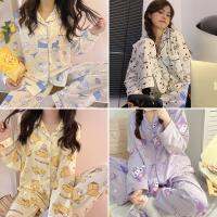 Spring Autumn Kuromi Cotton Pajamas Sanrios Anime Figure Kawaii Cartoon Long Sleeve Casual Cardigan Home Comfortable Tracksuit