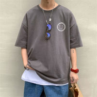 Mens T-shirt Short Sleeve Top Korean Fashion Half Sleeve Loose T-shirt Smiling Face Printing T-shirt Mens