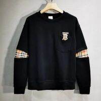 เสื้อกันหนาว BURBERRY 2023ใหม่ฤดูใบไม้ผลิและฤดูร้อน TB โลโก้ปักเส้นตาราง