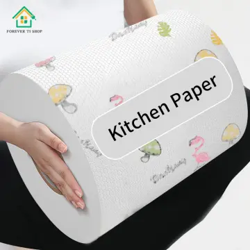 1pc Disposable Kitchen Paper Towel Reusable Lazy Cleaning Cloth, Thickened,  Printed Dishcloth/rack, Dry & Wet Dual-use
