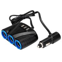 Car Charger ที่ชาร์จในรถ ปลั๊กสำหรับขยายช่องเสียบ 3 ช่อง พร้อม USB 3 port ในรถยนต์