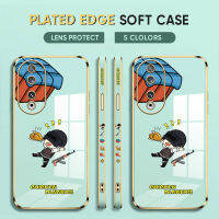 Diorcase For Honor 90 5G,90 Lite 5G ฟรีสายคล้อง + การ์ตูน Game PUBG ลวดลายขอบสี่เหลี่ยมเคสโทรศัพท์ชุบหรูหราชุบเคสโทรศัพท์นิ่ม