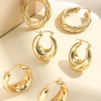 【YP】 Round Chunky Hoop Earrings for Gold Plated Wide Thick Metal Statement Jewelry