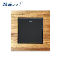 Wallpad Wall Light Switch and Socket Set Black Rocker Button Natural Wood Panel Home Electric Outlet