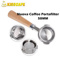 58มิลลิเมตรสแตนเลสหูสองกาแฟลึกไม้เนื้อแข็งจับ Portafilter สากล Nuova เครื่องเอสเพรสโซ่บาริสต้าเครื่องมือ