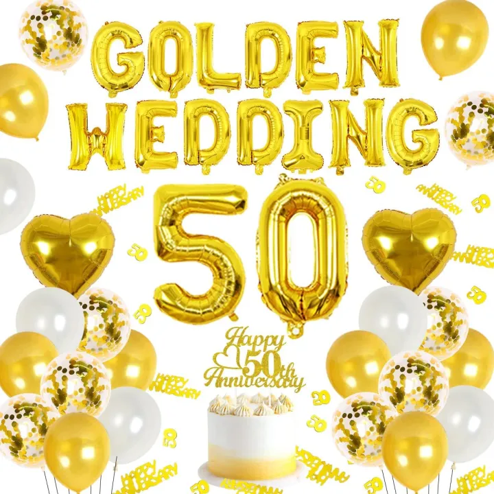 Jollyboom 50th Wedding Anniversary Decorations Golden Wedding Balloon