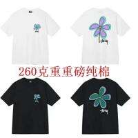 ● Stuˉssˉy FLOWER TEE Stuˉssˉy flower print mens and womens loose floral short-sleeved round neck couples T-shirt