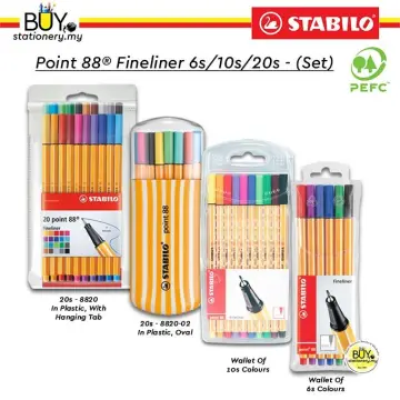 Stabilo Point 88 Colour Fineliner Marker Pen 0.4 mm Needle Tip (20 Color,  Per Pcs)