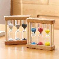 Wooden 1/3/5 Minutes Children Brush Teeth Timer Hourglass Countdown Three-In-One Combination Hourglass Gift Decoration