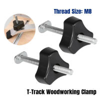 2ชุด Knob Nut T สกรู M8 T Track Clamp อุปกรณ์เสริม Bolts Knobs T Slot Bolts และ Knobs Clamps สำหรับงานไม้ Jigs เครื่องมือ