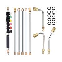 Pressure Washer Extension Wand Set - Upgrade Power Washer Lance with Spray Nozzle Tips,Curved Rod, 1/4 Inch Quick Connect, Replacement for Anti-Leaked Ring 4000 PSI