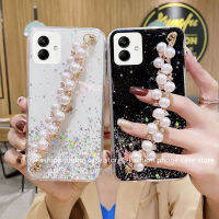 เคสสำหรับ Samsung Galaxy A04 A04E เคสโทรศัพท์ซิลิโคนลายท้องฟ้าเต็มไปด้วยดวงดาวพร้อมสายรัดข้อมือสร้อยข้อมือไข่มุกกรอบนุ่ม2022