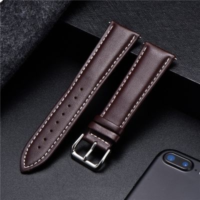 ☌☽❐ Business Soft Watchband Genuine Leather Strap Calfskin Men Women Watch Band Watch Accessories Bracelet 16mm 18mm 20mm 22mm 24mm