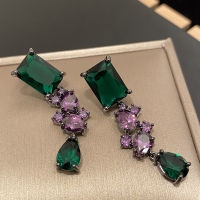 Bilincolor Cute Fashion Green and Purple Cubic Zirconia Drop Earring Female