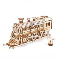 Express Steam Train Locomotive with Railway Self Assembling 3D Wooden Puzzle Scale Mechanical Model Toy for Adults and Kids Wooden Toys