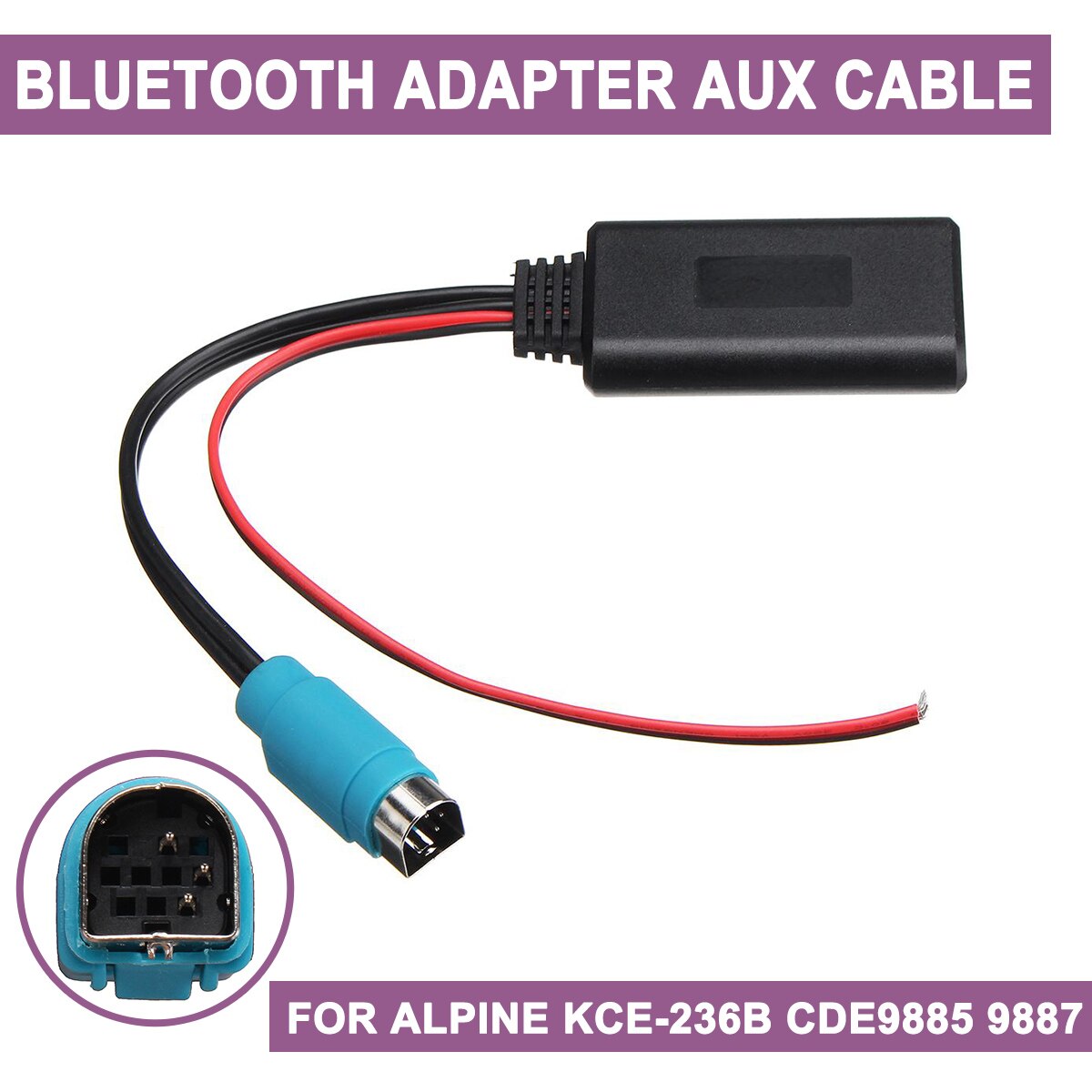 For Alpine+KCE-236B CDE9885/9887 Bluetooth Module-Adapter Aux Cable Audio Input 