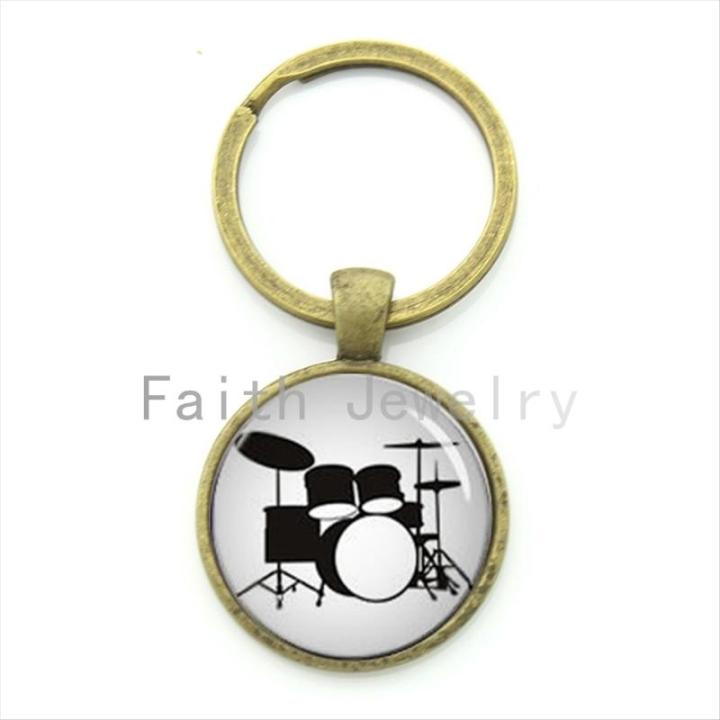 tafree-drum-kit-silhouette-key-chain-dj-turner-mixer-simple-drum-set-profile-pattern-keychain-drummer-jewelry-music-gifts-kc595-key-chains