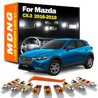 MDNG ชุดไฟไฟ LED ตกแต่งภายในรถยนต์ระบบ Canbus สำหรับ Mazda CX-3 CX3 2016 2017 2018 2019การอ่านแผนที่โคมไฟป้ายทะเบียนหีบฝาทรงโค้ง10ชิ้น