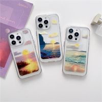 [COD] ins romantic oil painting seaside sunset 13Promax/14Pro mobile phone case for iPhone11/12ProXR