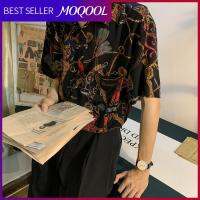 MOQOOL เสื้อนักเรียนบางสำหรับฤดูร้อน,เสื้อเชิ้ตดอกไม้แขนสั้นทรงหลวมทันสมัย