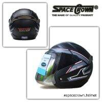 SQA หมวกกันน็อค NEWหมวกกันน็อค SPACE CROWN รุ่น vision-stk สีดำด้าน (กระจกทึบ350/ปรอท420) หมวกนิรภัย