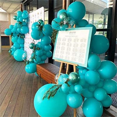 134Pcs Tiffany Blue Chrome Green Balloon Arch Garland Kit for Baby Shower Birthday Hawaii Tropical Party Wedding Christmas Decor Balloons