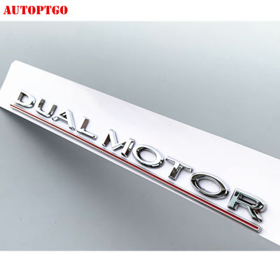 Black or Silver Rear Trunk Tail 3D Letter Dual Motor Badge Emblem Underline Sticker Logo Decal For Tesla 3 Model 3