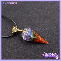 SYBOOKS 7 Chakra orgonite สร้อยคอจี้ลูกตุ้มเรกิ คริสตัลรักษารักษา Amulet สร้อยคอหินหลากสี ของขวัญที่สร้างสรรค์ หินธรรมชาติหิน สร้อยคอจี้จักระพลังงาน