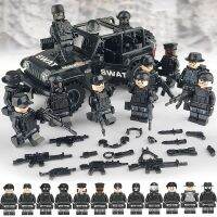 HOT!!!♙✗☍ pdh711 Puashati 12pcs SWAT Team Plus 1pcs Armored car Jeep Set Building Block Cake Topper