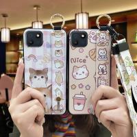 Phone Holder Cute Phone Case For Wiko T10 Back Cover Lanyard Cartoon protective Anti-knock Wrist Strap Waterproof ring