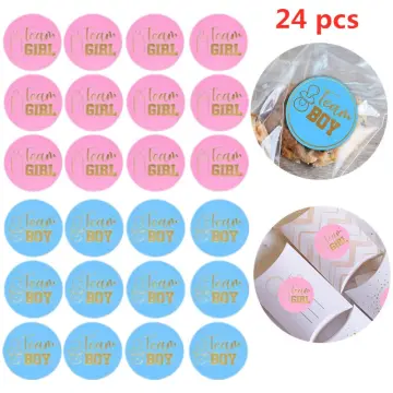 Shop for Baby Shower Gender Reveal Stickers 24pcs Team Boy Girl Stickers  online