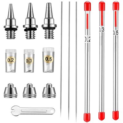 10 Pieces Airbrush Nozzle Needle Nozzle Cap Kit with Wrench Airbrush Replacement Parts for Airbrush Sprayer Accessories