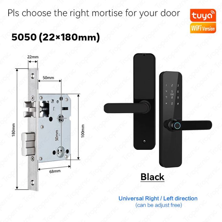 F7สแกนลายนิ้วมือไบโอเมตริกซ์สีดำล็อคอัจฉริยะ Ttlock Ble หรือ TUYA ไวไฟรีโมทแอปปลดล็อคล็อคคีย์ลัดล็อคประตูไฟฟ้า