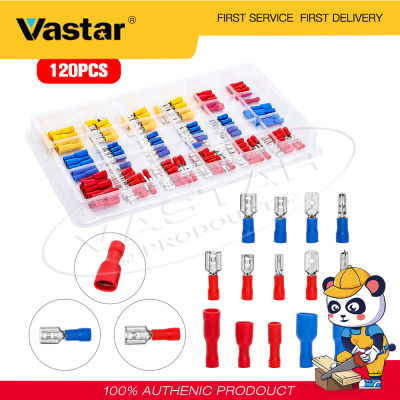 Vastar 120Pcs Electric Assorted Insulated Wire Cable Terminal Crimp Connector Spade Set Kit