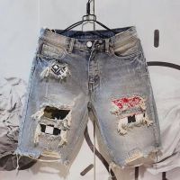 【YD】 Men Hole Denim Short Pants Fashion Beggar Scraped Five-piece Jeans Shorts