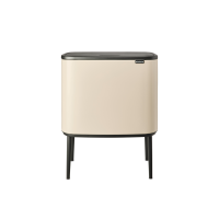 Brabantia ถังขยะ สแตนเลสแบบกด บราบันเทีย รุ่นทรงสี่เหลี่ยม 11+23ลิตร ขนาด2ช่องBO Touch Bin, with 2 Inner Bucket 11+23 litre. -Soft Beige