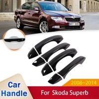 สำหรับ Skoda B6 2 MK2 2008 2009 2010 2011 2012 2013 2014มันวาวฝาครอบประตูมือจับสีดำอุปกรณ์ตกแต่งรถยนต์สติ๊กเกอร์ปกป้อง