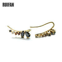 Ruifan Vintage 14K Plated Pure 925เงินสเตอร์ลิงต่างหูหินสีดำ Cubic Zirconia อินเทรนด์เครื่องประดับ Fine ของขวัญ YEA112