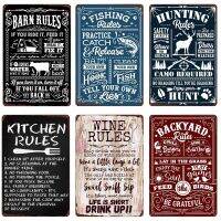 Wine Rules Retro Metal Sign Bar Ktichen House Wall Decoration Backyard Rules Poster Man Cave Vintage Farmhouse Home Decor N457(only one size: 20cmX30cm)(Contact seller, free custom pattern)