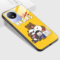 เคสเคสโทรศัพท์มือถือ Vivo Y02T Y02A รูปการ์ตูนสำหรับเด็กผู้หญิงขอบนิ่มเคสฝาหลังกระจกเทมเปอร์เคสมันวาว