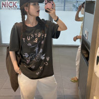 เสื้อเสื้อยืดพิมพ์ลาย NICK แขนสั้นผู้หญิง2023ฤดูร้อนสไตล์ใหม่