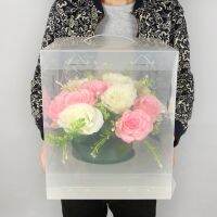 Bigger Clear Square Wedding Favor Gift Box PVC Transparent Birthday Party Valentines Day Portable Flowers Gift Boxes