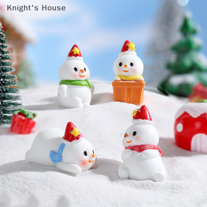 knights-house-บ้านตุ๊กตาเรซินตุ๊กตาหิมะขนาดเล็กตกแต่งคริสต์มาสสำหรับประดับบ้านภูมิทัศน์ไมโครของตกแต่งปีใหม่