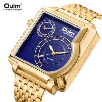 Oulm2022 gold large dial personality mens watch trend fashion quartz watch mens steel belt 【QYUE】
