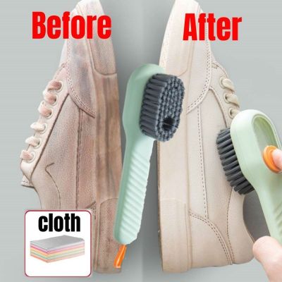Soft-Britley Sikat Sepatu Cair Multifungsi dengan Kain Pembersih Sikat Pembersih Cairan Otomatis untuk Cuci Alas Kaki