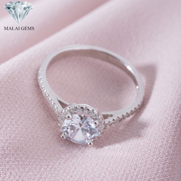 malai-gems-แหวนเพชร-แหวน-halo-เงินแท้-925-เคลือบทองคำขาว-ประดับเพชรสวิส-cz-รุ่น-151-rn056-แถมกล่อง-แหวนเงินแท้-แหวนเงิน-แหวน