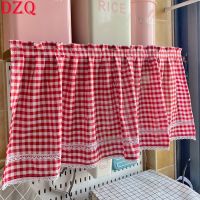 【YD】 South Korea Red/Blue Short Curtains for Bottom Half Curtain Valnace  A090