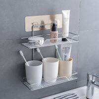 ✐♙❆ free drill bathroom storage rack with hook for bathroom shelves 2 layers square for bathroom product holder or toilet holder